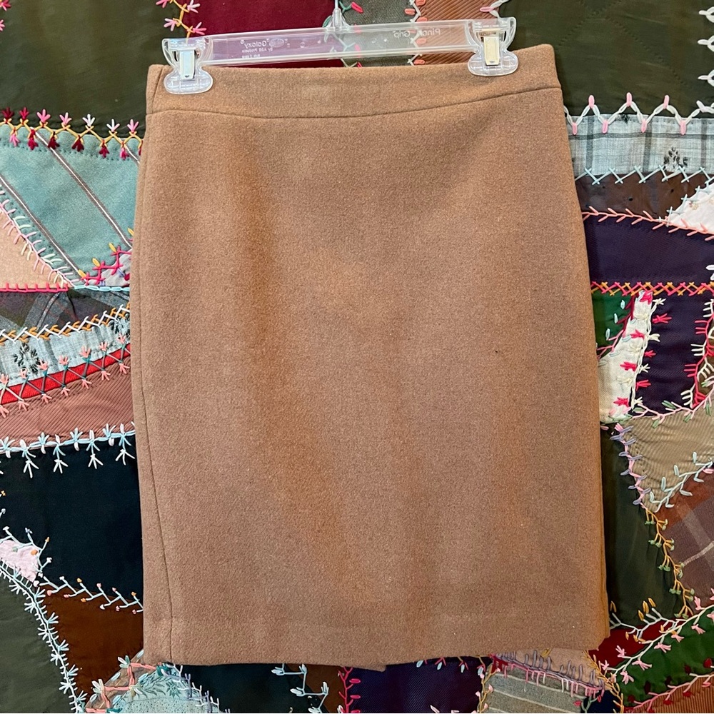J. Crew Mercantile Wool Mix Pencil Skirt in Camel sz00 Classic Elegant